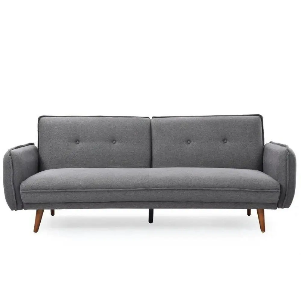 Design Square Designer Modern 3-Seater Fabric Lounge Couch Sofa Bed - Dark Grey