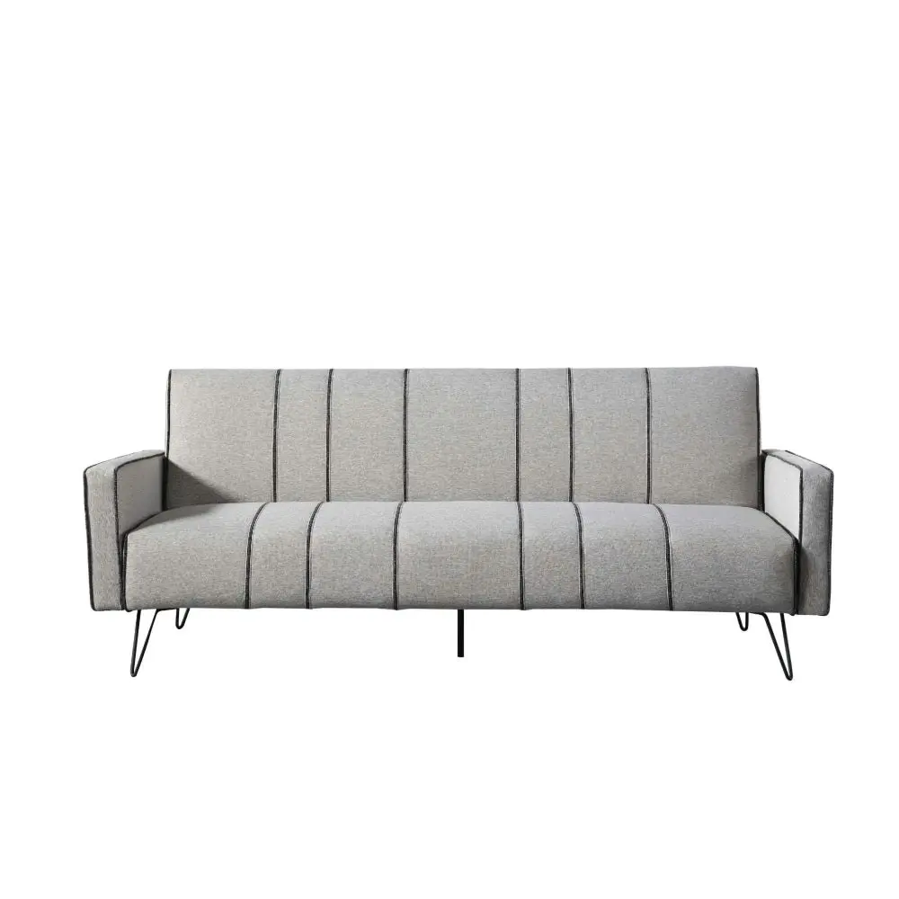 Design Square Modern Designer Fabric 3-Seater Sofa Bed Metal Legs - Grey