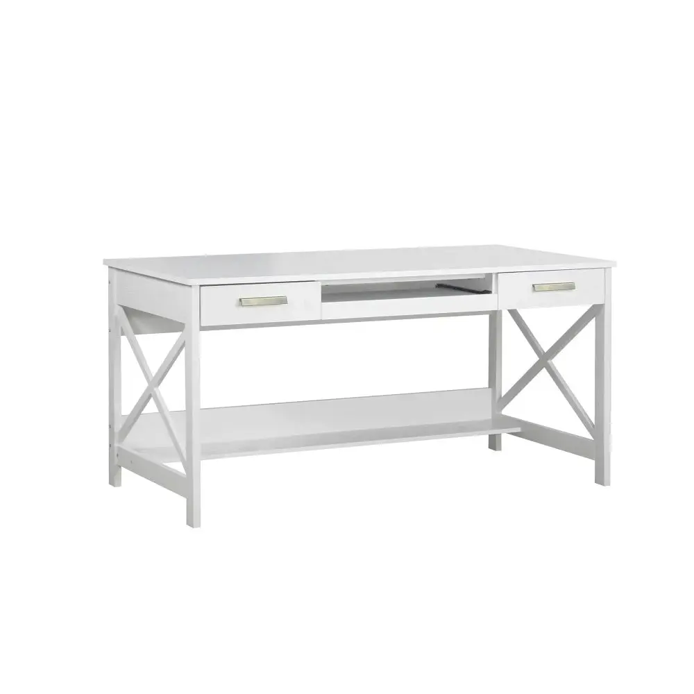 Maestro Furniture Andy Home Office Study Writing Computer Desk W/ 2-Drawers - Distressed White