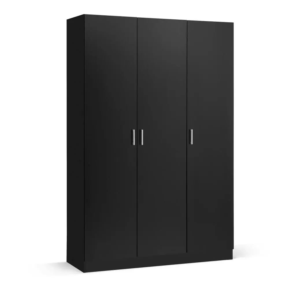 Design Square Monica Large Cupboard Multi-purpose Tall Storage Cabinet 3-Doors - Black