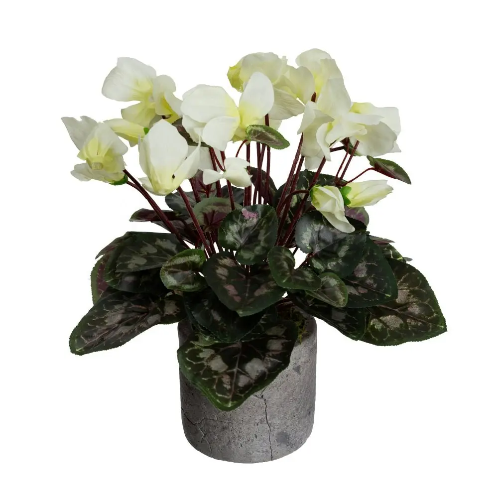 Glamorous Fusion Cycalmen Artificial Fake Plant Decorative Arrangement 34cm In Pot Cream