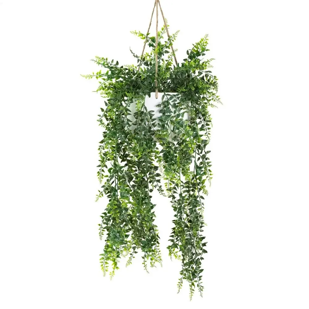 Glamorous Fusion Baker Fern Artificial Faux Plant Decorative 94cm In Hanging Pot