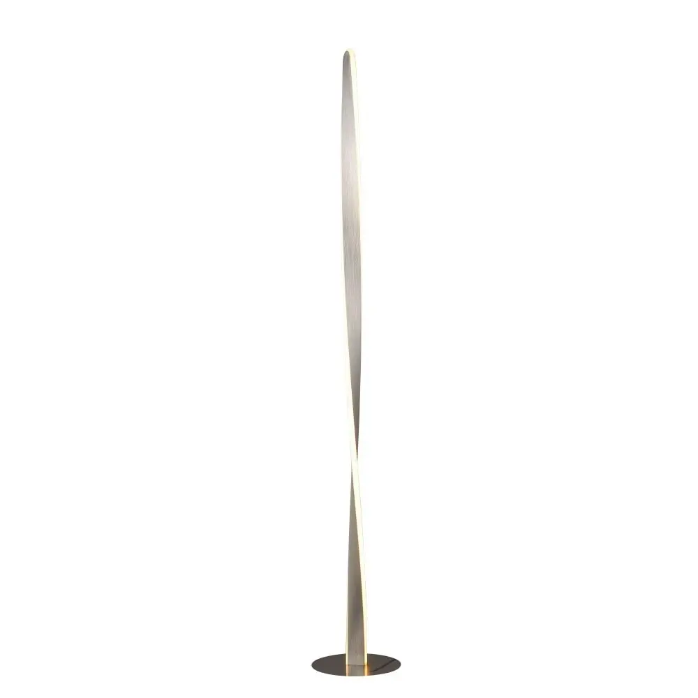 Jacqueline LED Modern Classic Twisted Floor Lamp Light - Brushed Chrome