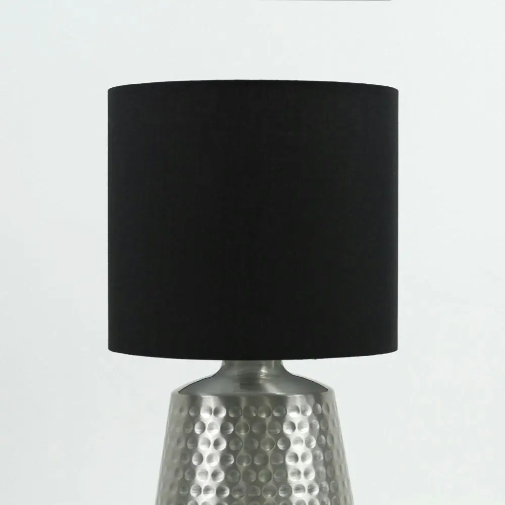 Osso Classic Touch Metal Table Lamp Light Fabric Shade - Satin Nickel and Black