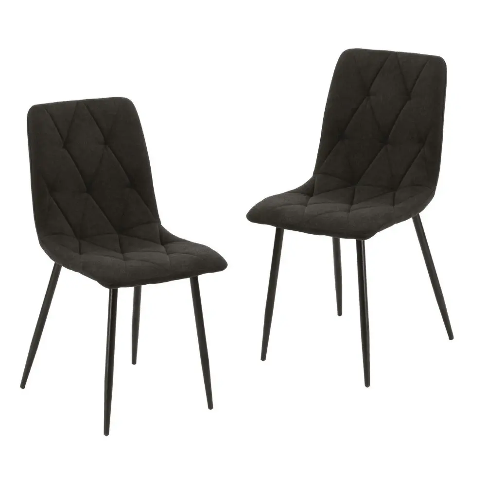 Raimon Furniture Set Of 2 Laios Fabric Dining Side Chairs Metal Frame - Charcoal