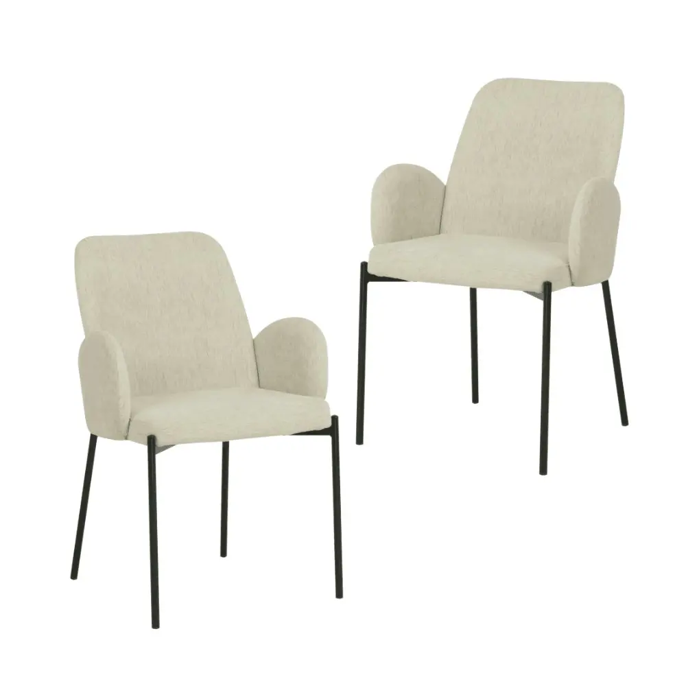 Raimon Furniture Set Of 2 Riley Knit Fabric Modern Kitchen Dining Chair - Oat