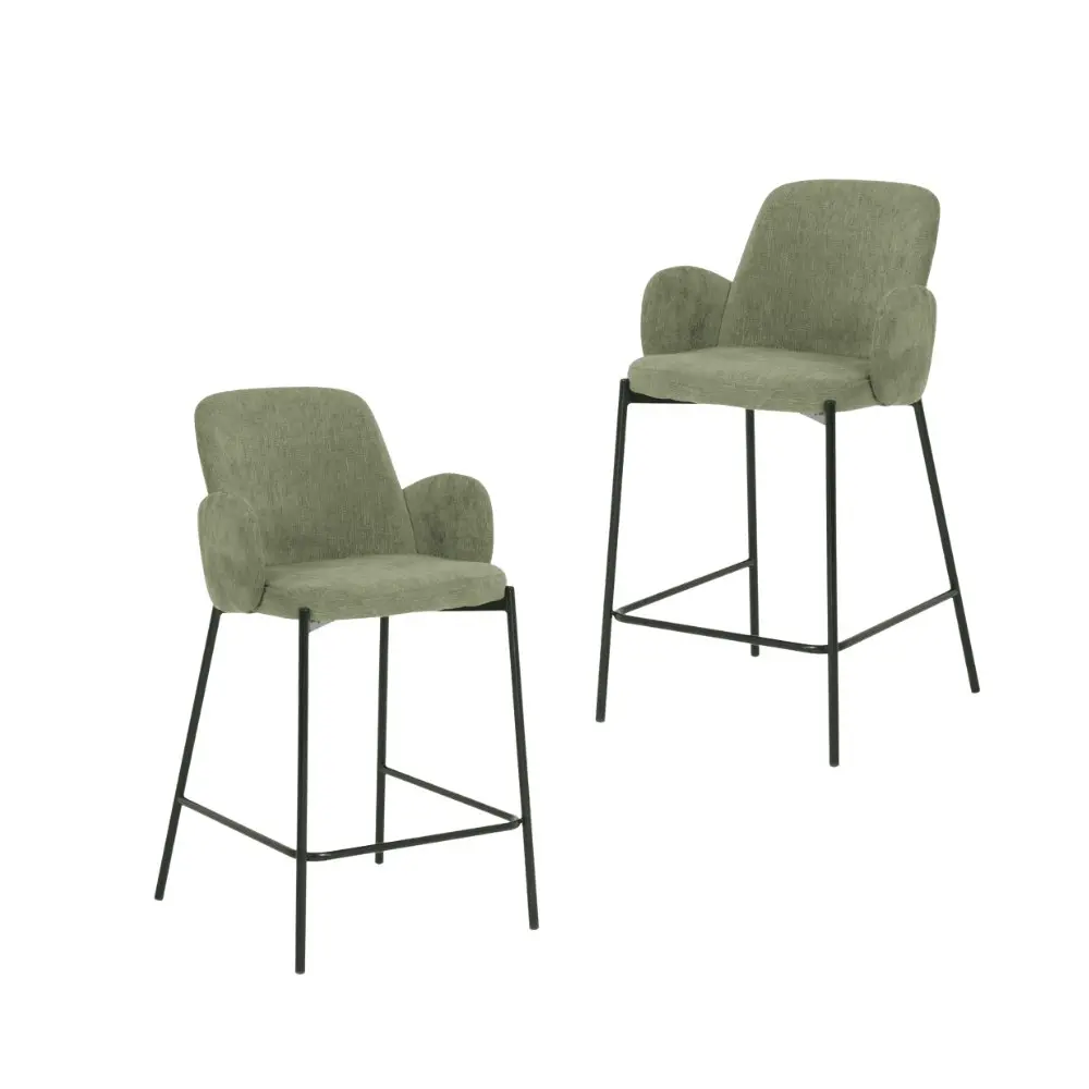 Raimon Furniture Set Of 2 Shae Knit Fabric Modern Kitchen Counter Bar Stool - Sage