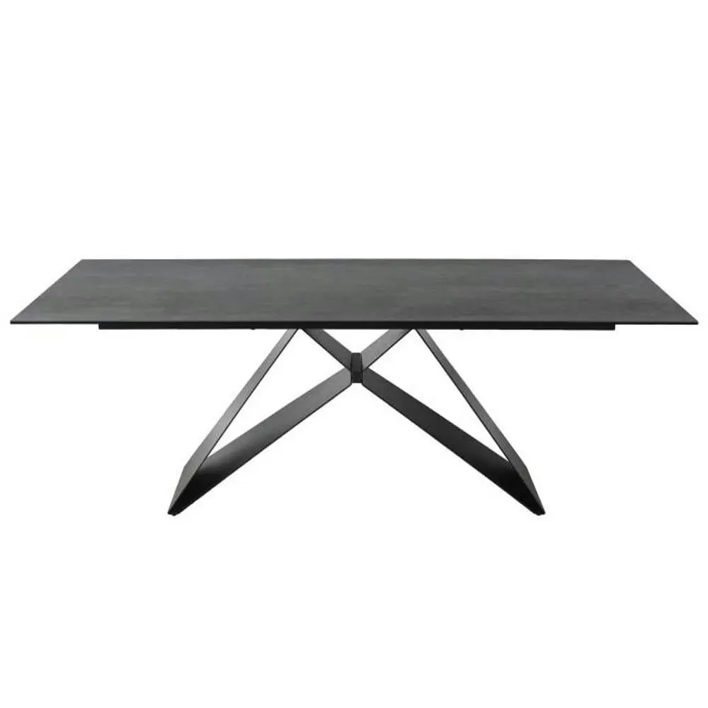 Raimon Furniture Odette Rectangular Dining Table 210cm - Black Metal Frame - Shadow Grey Ceramic