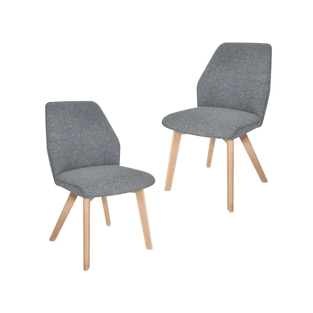 HomeStar Set Of 2 Felix Fabric Kitchen Dining Chair W/ Solid Wood Legs - Grey