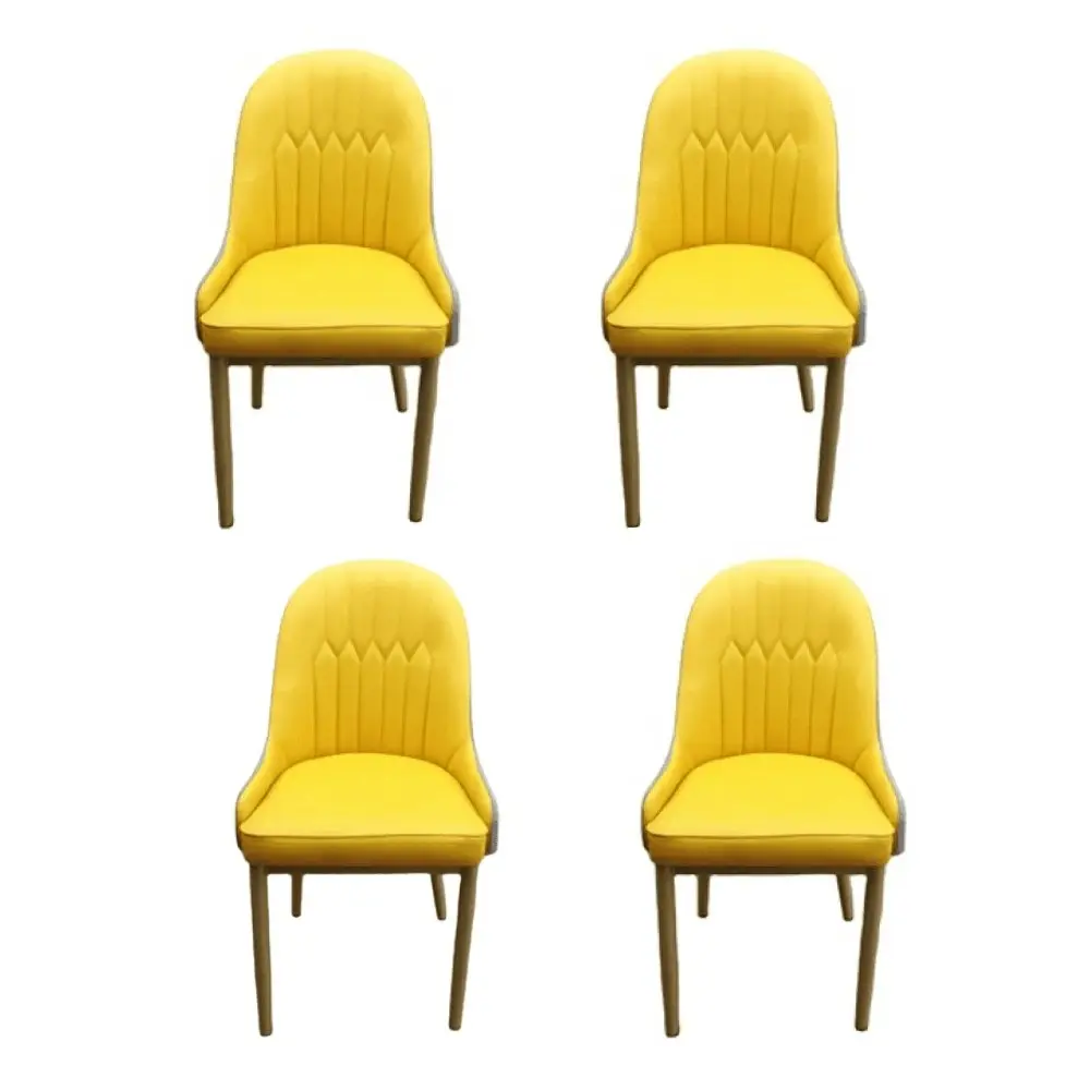 Design Square Set Of 4 Faux Leather Modern Dining Chair Metal Legs - Yellow & Black