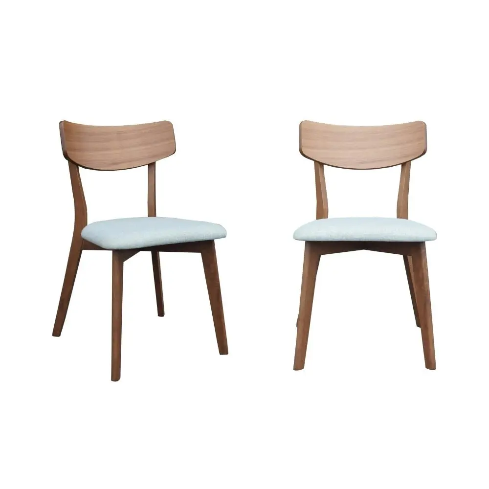 Design Square Set Of 2 Fabric Dining Chair Wooden Frame - Mint & Walnut