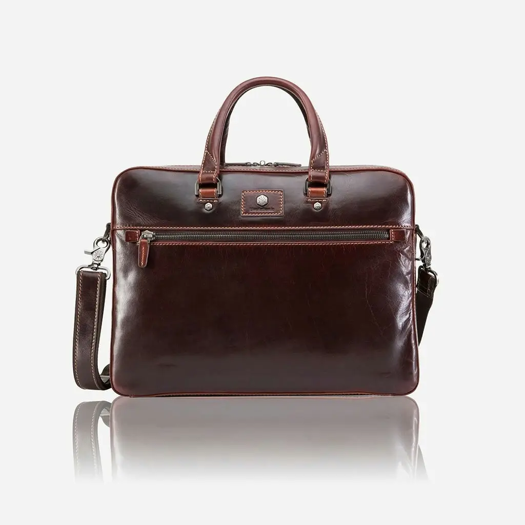 Jekyll & Hide Oxford Slim Zip Top Briefcase, Tobacco