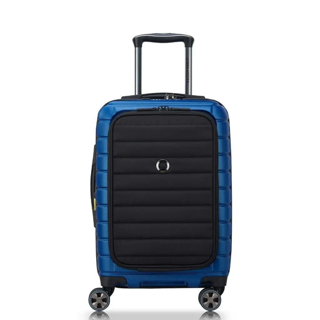 DELSEY Shadow 55cm Expandable Carry On Luggage - Blue + Laptop Sleeve