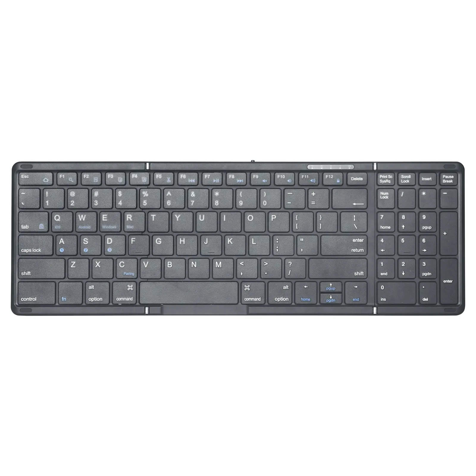 Todo Tri-Folding Bluetooth Wireless Keyboard BT 99 Key Mac Windows Android - Black