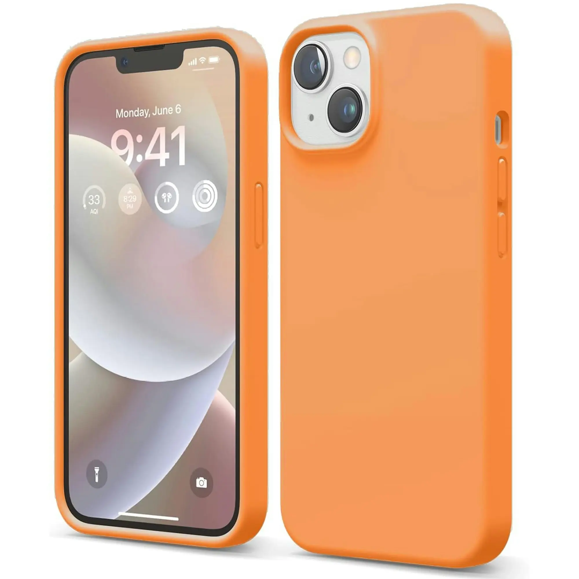 Premium Silicone Phone Case For iPhone 14 Shockproof Microfiber Lining - Orange