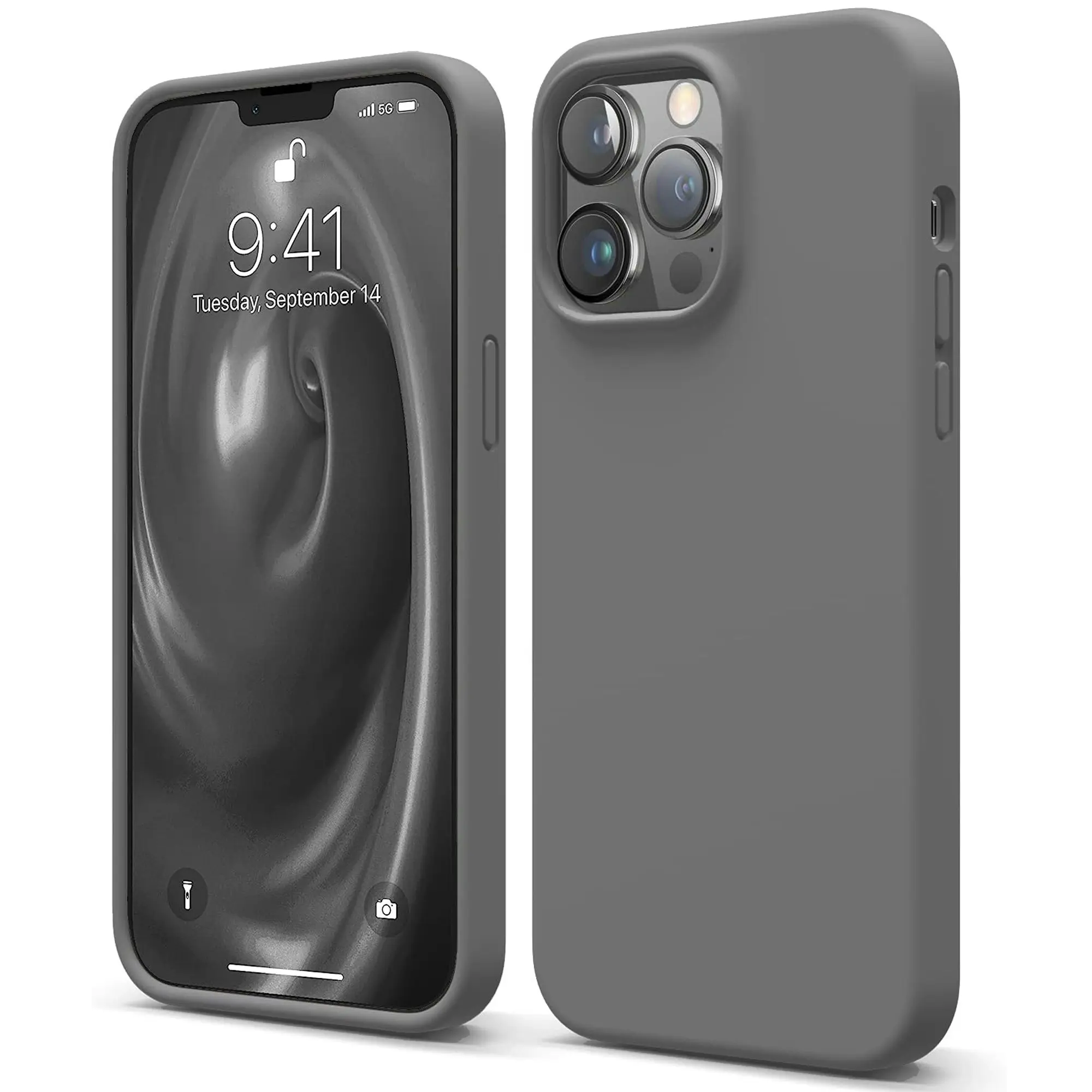 Premium Silicone Phone Case For iPhone 13 Pro Max Shockproof Microfiber Lining - Carbon Grey