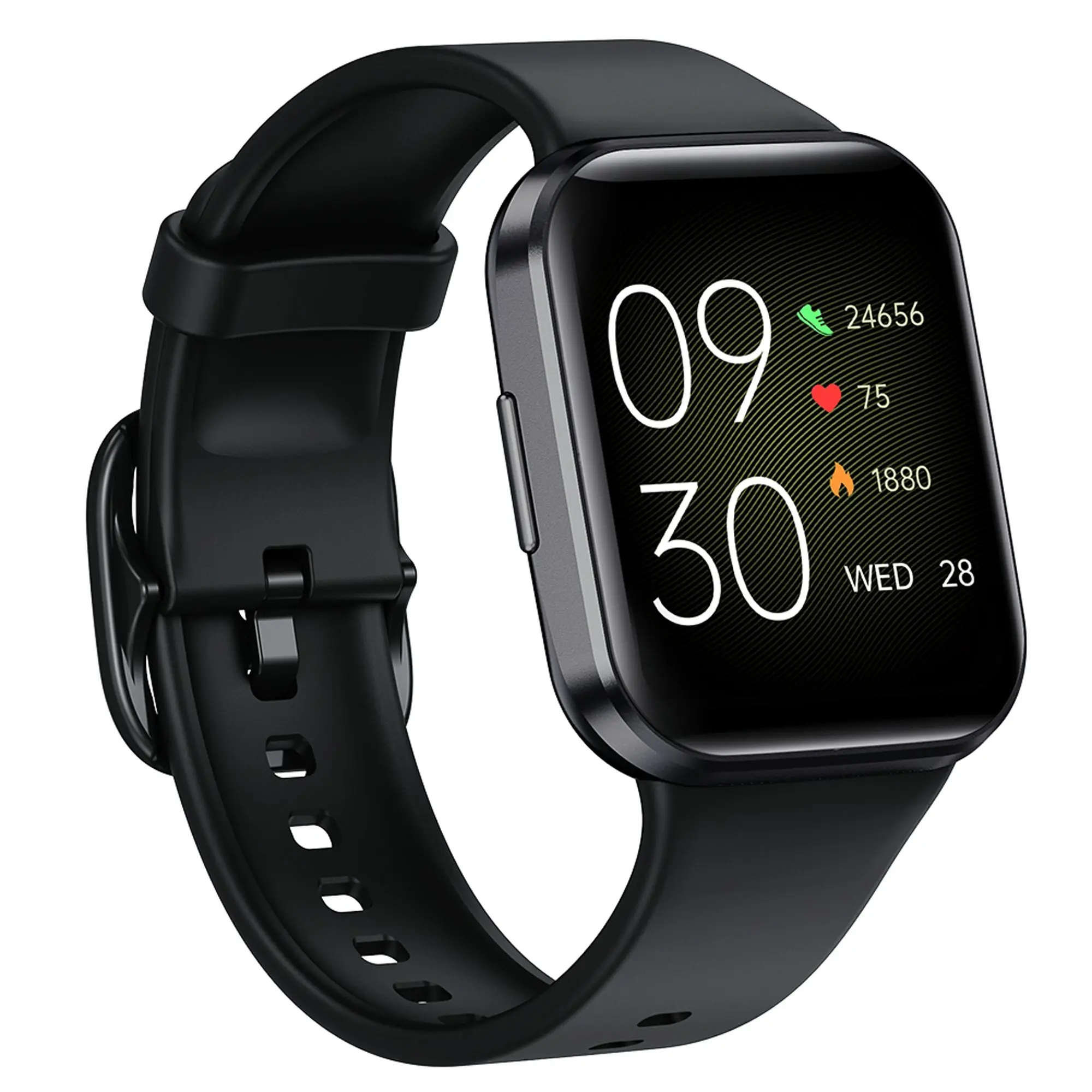 Bluetooth Smart Watch 1.6" TFT 2.5D Touch Screen Temperature Heart Rate Blood Pressure BT 5.0 - Black