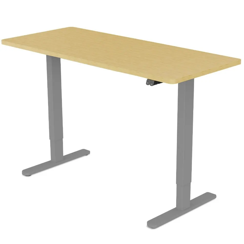 Fortia Sit To Stand Up Standing Desk, 140x60cm, 72-118cm Electric Height Adjustable, 70kg Load, White Oak Style/Silver Frame