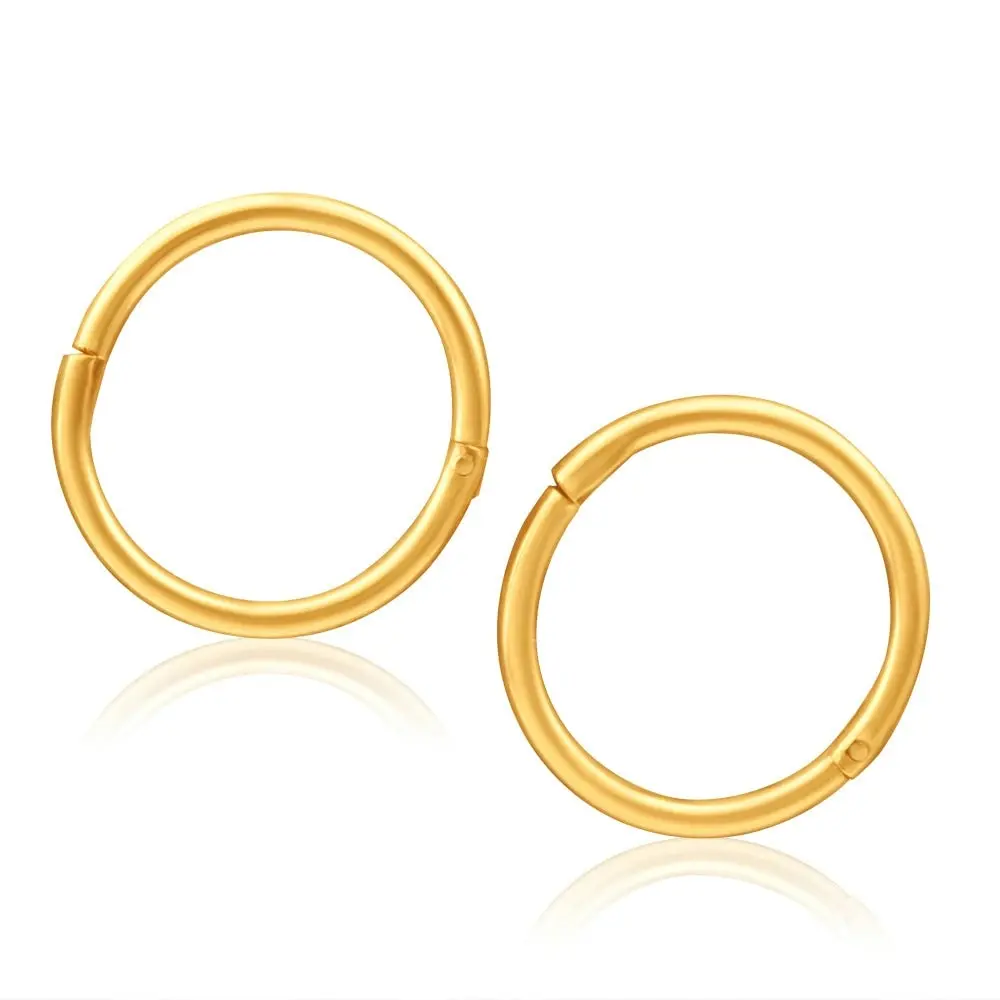 9ct Yellow Gold Sleeper Plain 8mm Earrings