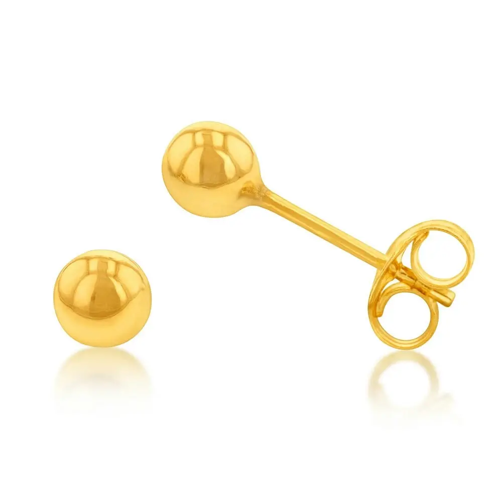 9ct Yellow Gold 4mm Ball Stud Earrings