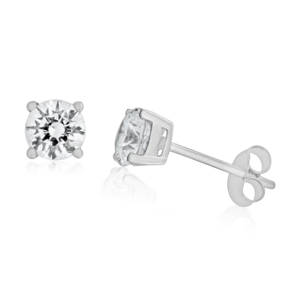 9ct White Gold Cubic Zirconia Stud Earrings