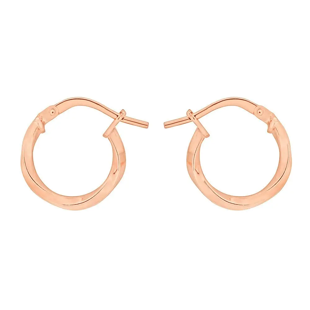 9ct Rose Gold Silver Filled 10mm Twist Hoop Earrings