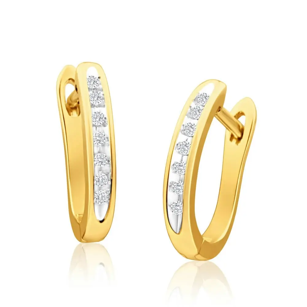 9ct Radiant Yellow Gold Diamond Hoop Earrings