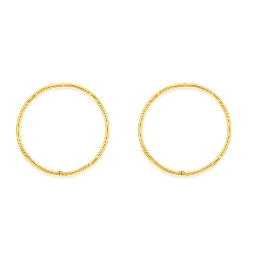 9ct Yellow Gold 25mm Plain Sleeper Earrings