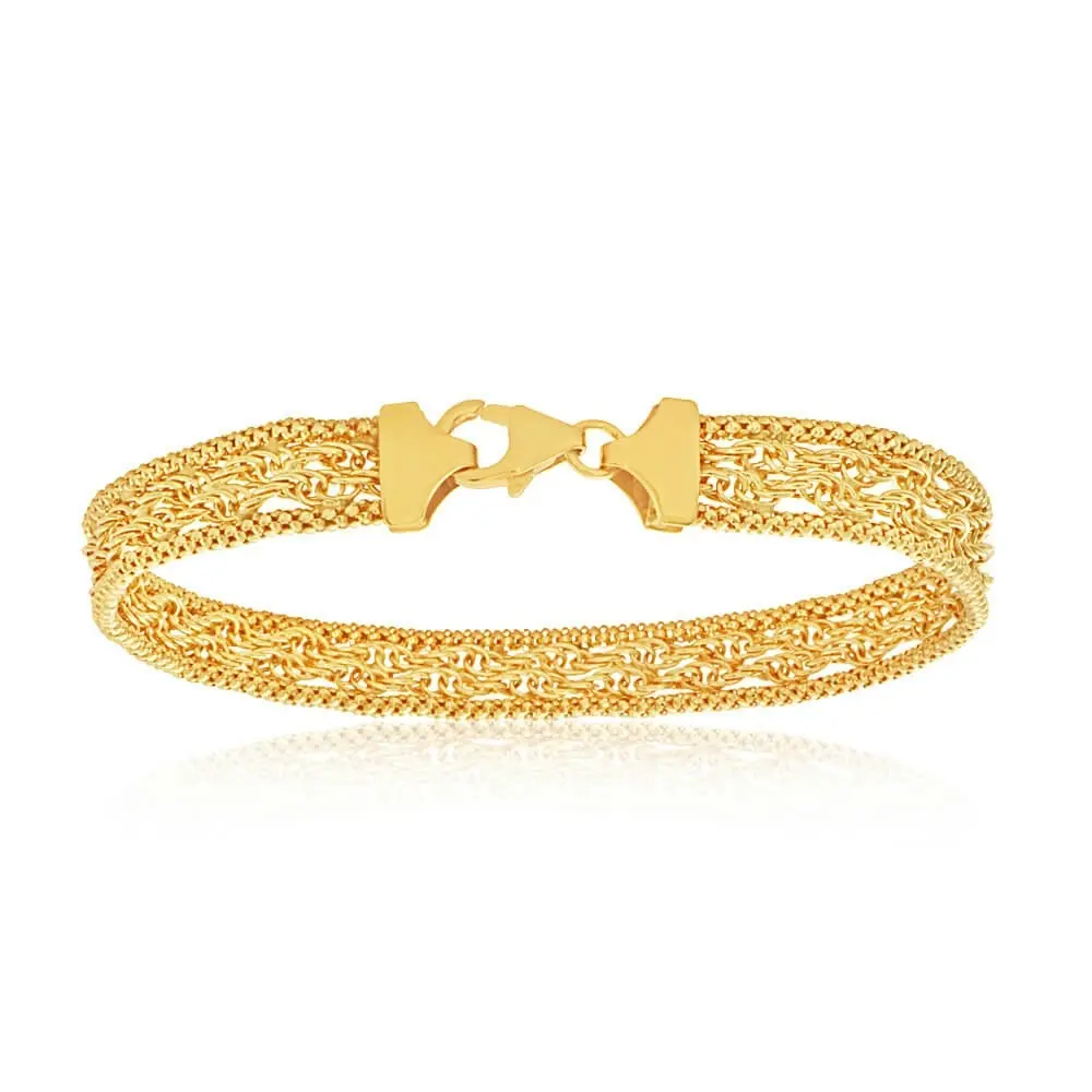 9ct Yellow Gold Mesh 19cm Bracelet