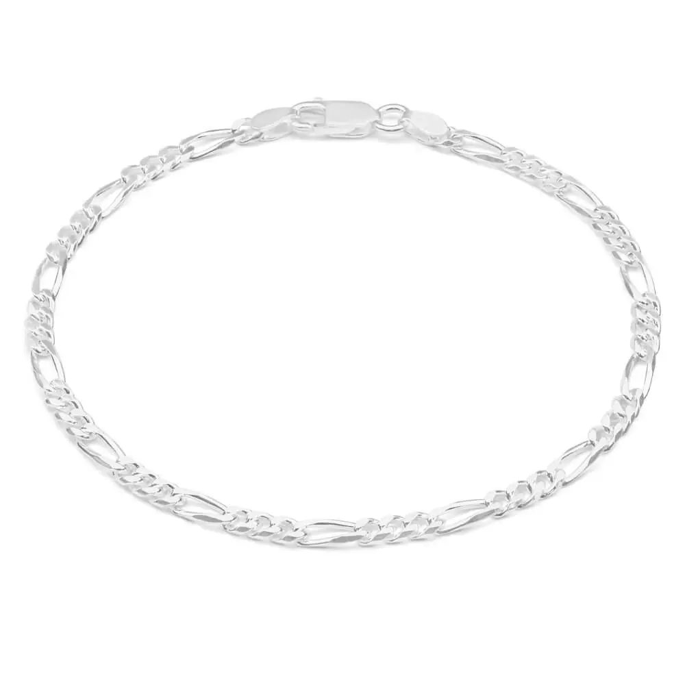 Sterling Silver Figaro 100 Gauge 21cm Bracelet