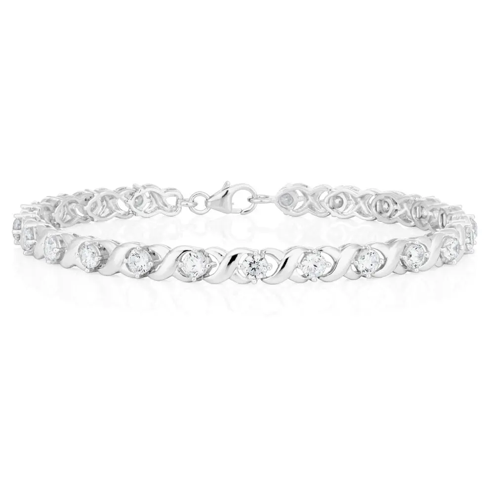 19cm Sterling Silver Zirconia Fancy Bracelet