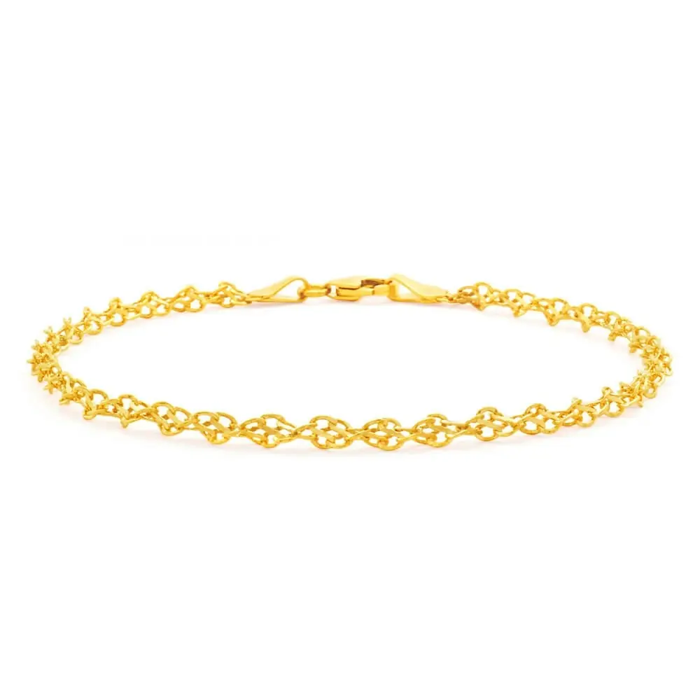 9ct Yellow Gold Silver Filled Singapore Link 19cm Bracelet