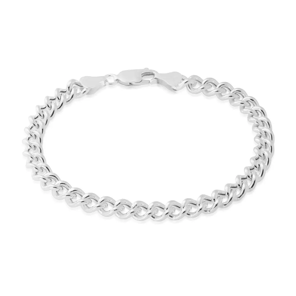 Sterling Silver 19cm Rounded Curb Bracelet