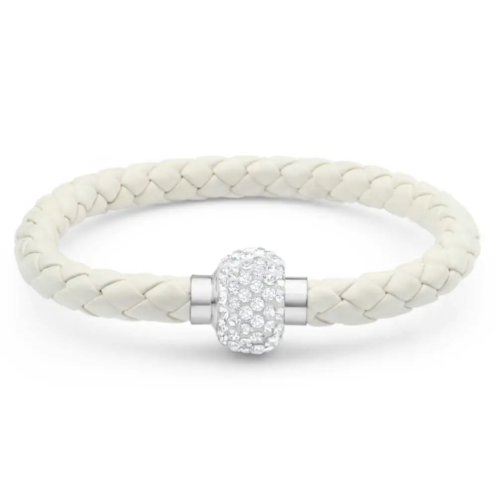 Stainless Steel Crystal Magnetic White Fancy Bracelet