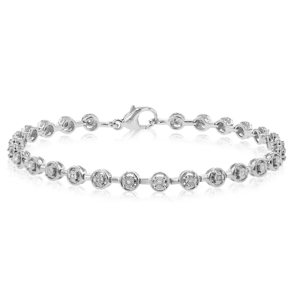 Diamond Modern Tennis Bracelet set in Sterling Silver