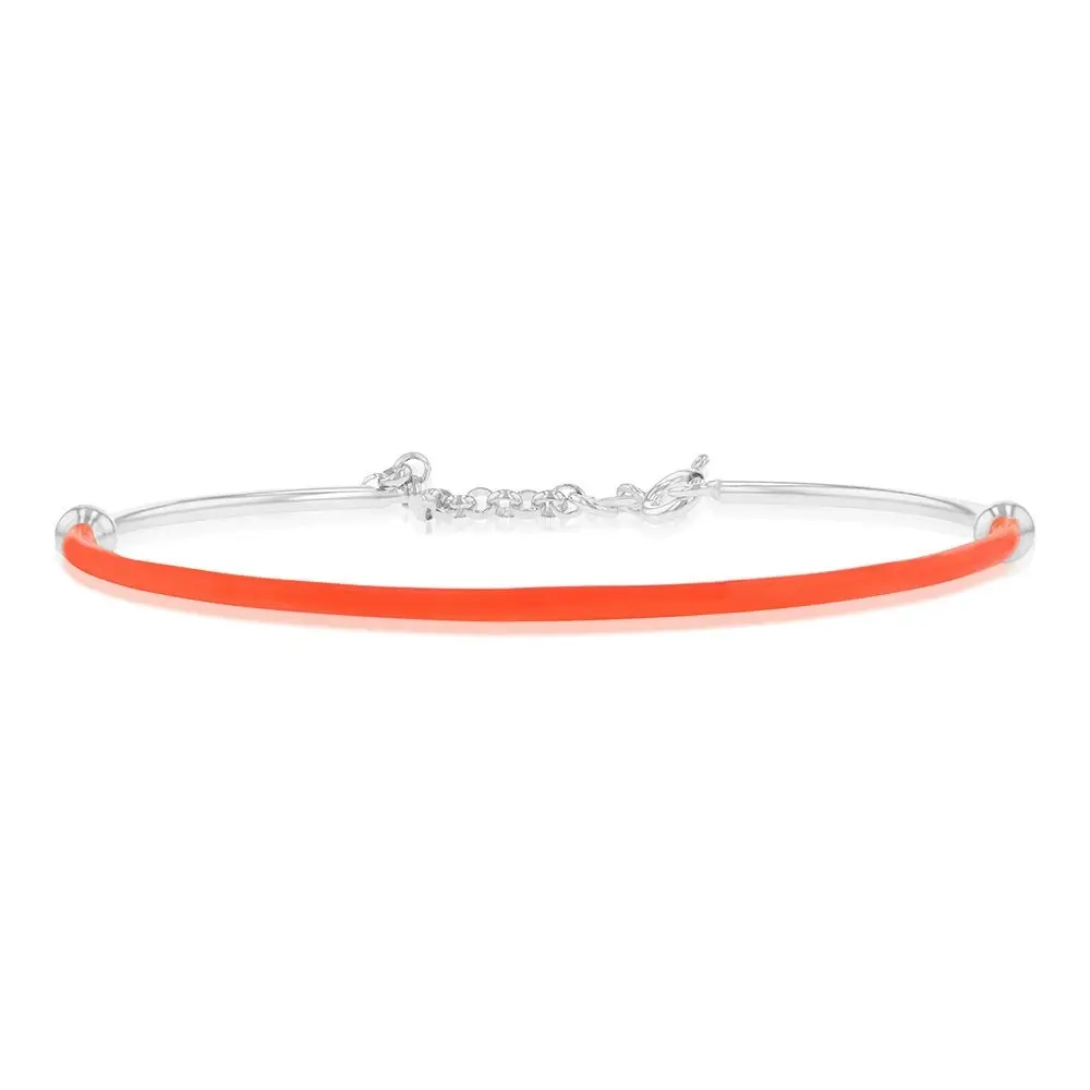 Sterling Silver Bright Orange Bangle