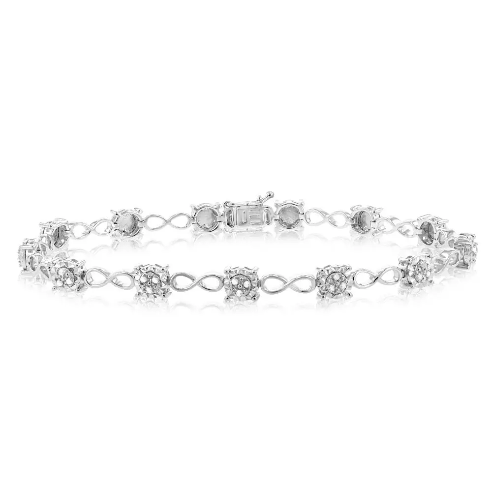 Sterling Silver 1/4 Carat Diamond 18cm Bracelet Set With 39 Diamonds