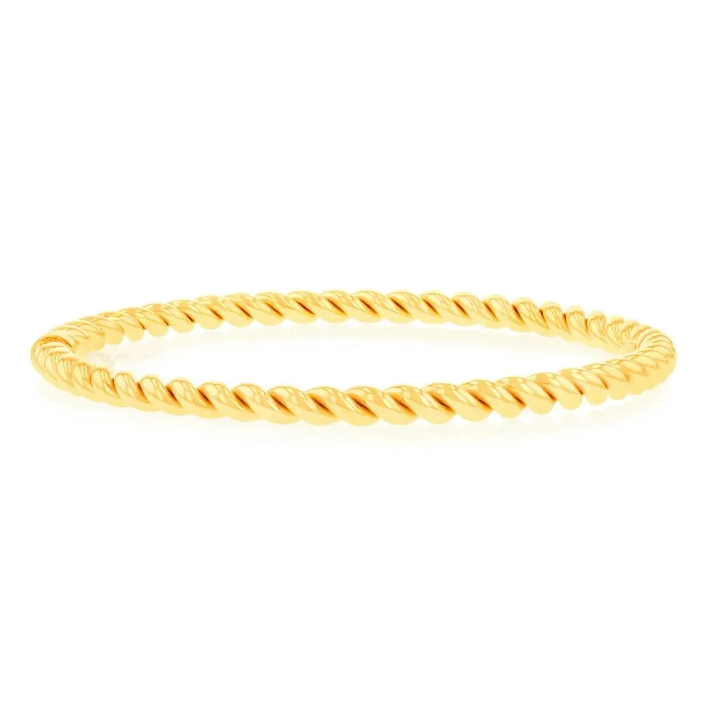 9ct Yellow Gold Silverfilled Fancy Twisted Bangle