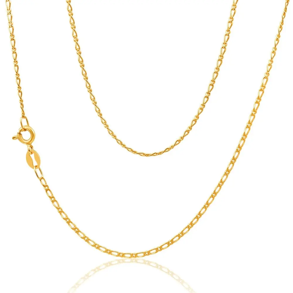 9ct Yellow Solid Gold Figaro 1:1 Chain 45cm in 40Gauge