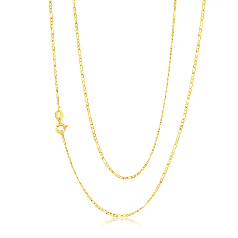 9ct Figaro 3:1 Yellow Gold 50cm 40Gauge Chain