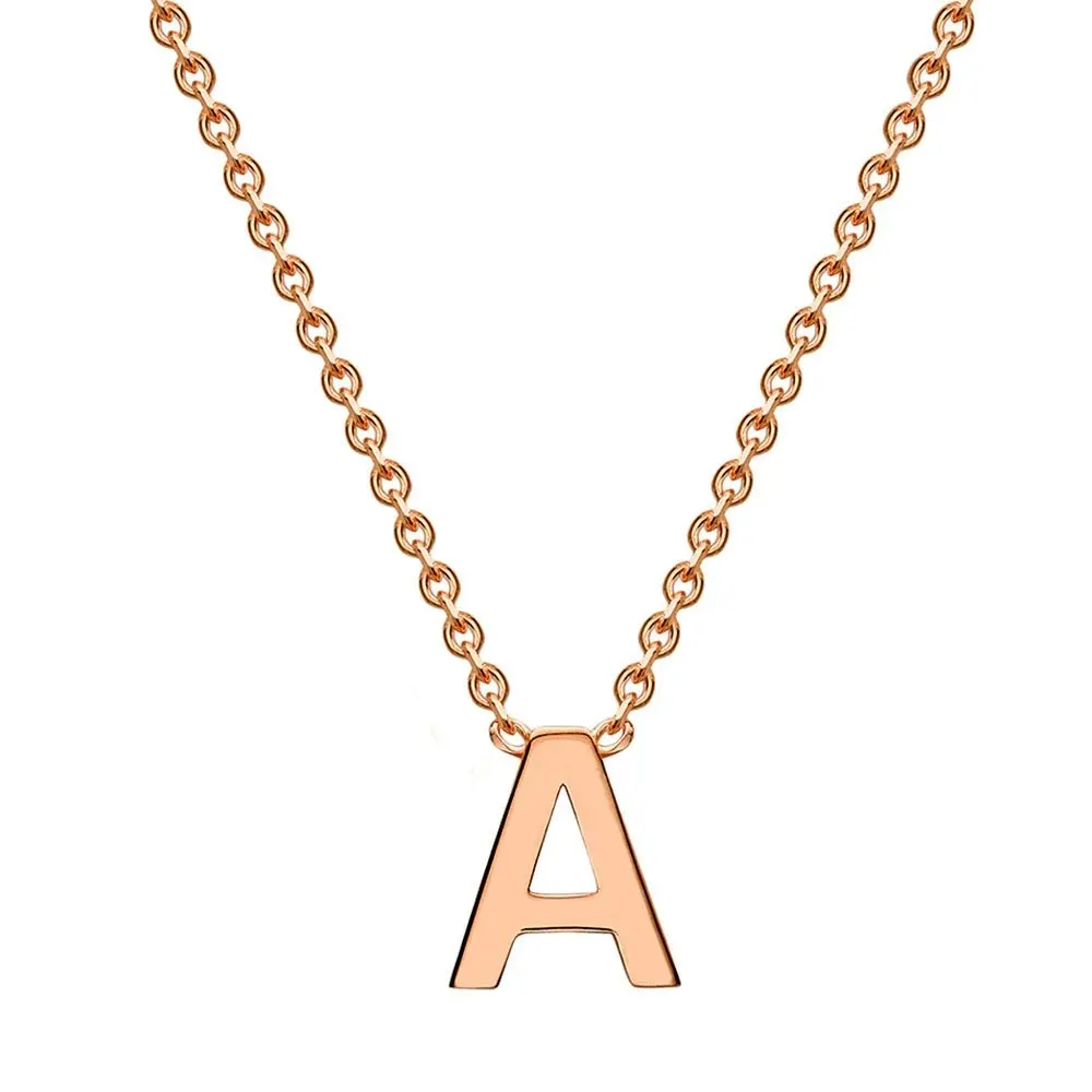 9ct Rose Gold Initial "A" Pendant on 43cm Chain