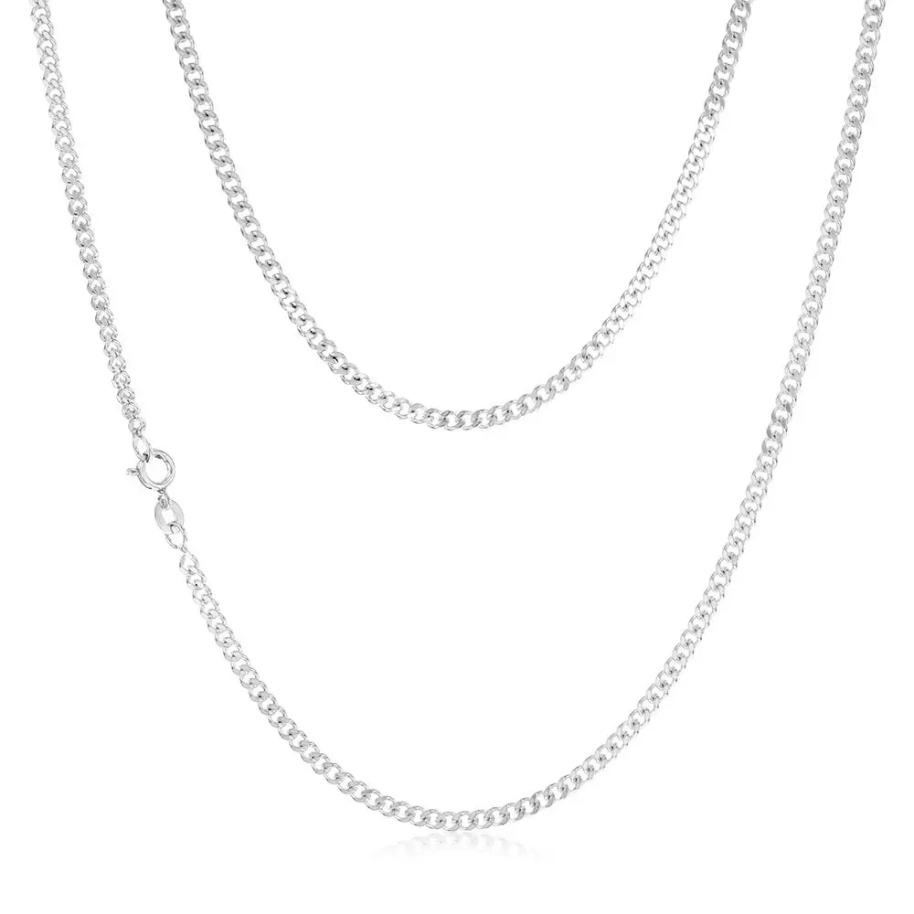 Sterling Silver 80 Gauge Diamond Cut 50cm Curb Chain