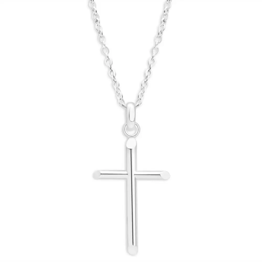 Sterling Silver Barrel Cross Pendant