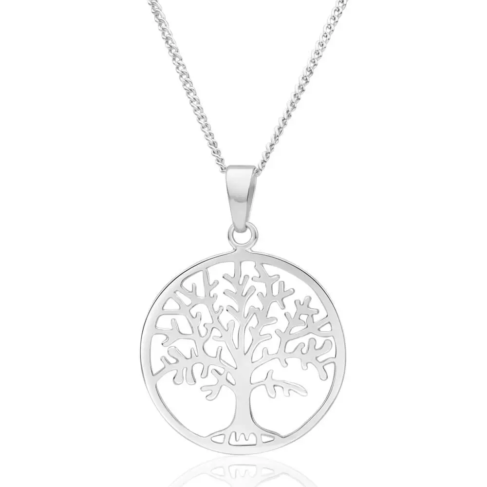 Sterling Silver 23mm Round Tree of Life Pendant