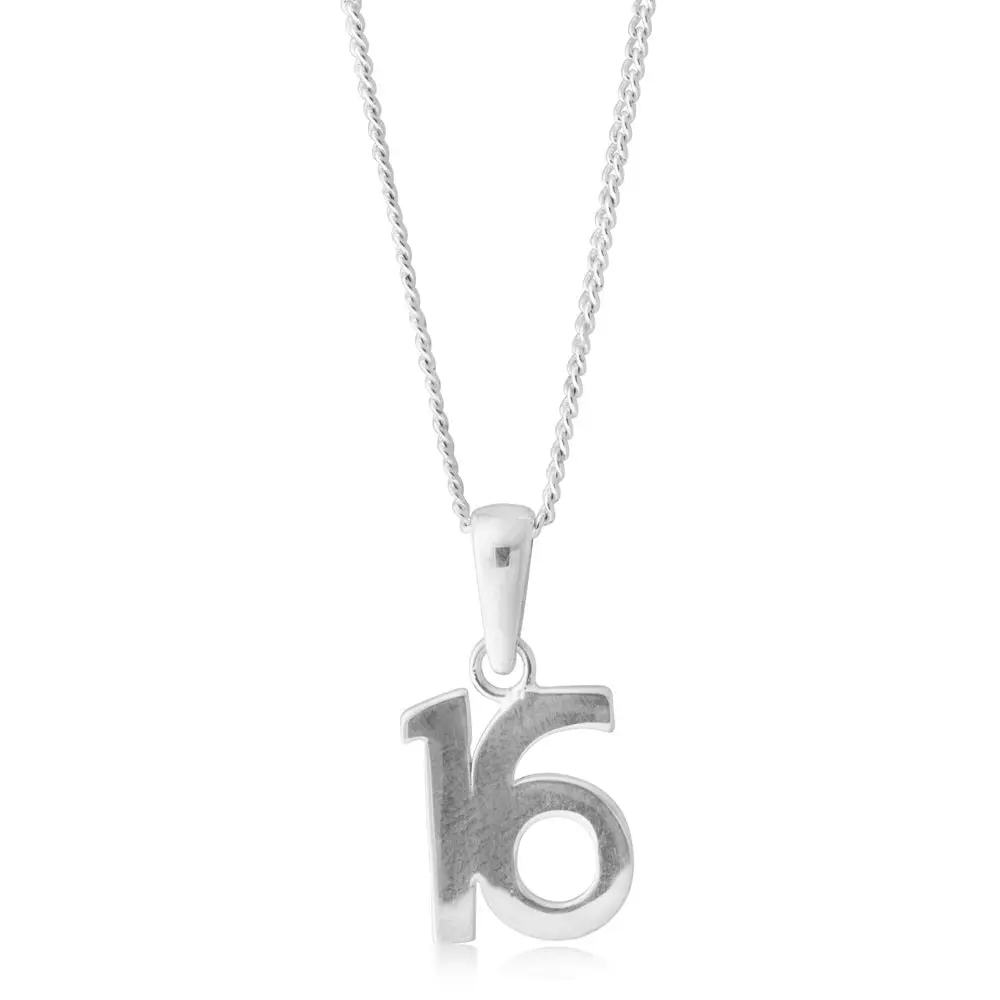 Sterling Silver Number 16 Pendant