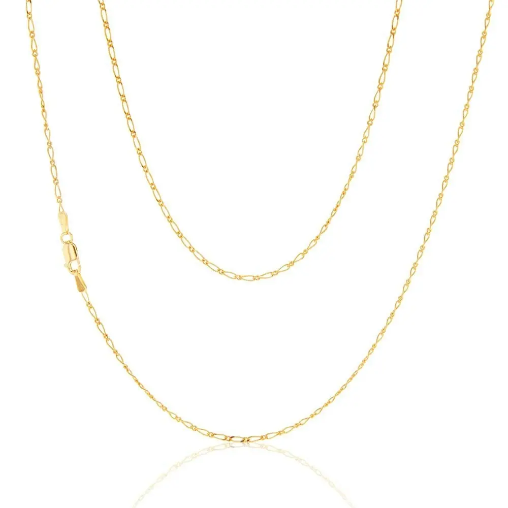 9ct Yellow Gold 40 Gauge 1:1 Figaro 46cm Chain