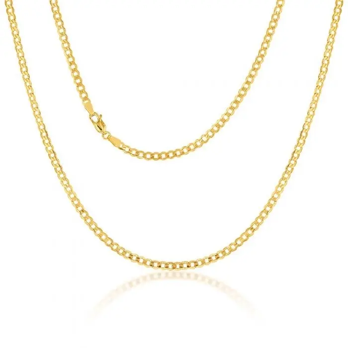 9ct Yellow Gold Silverfilled Super Flat Curb 80 Gauge 50cm Chain