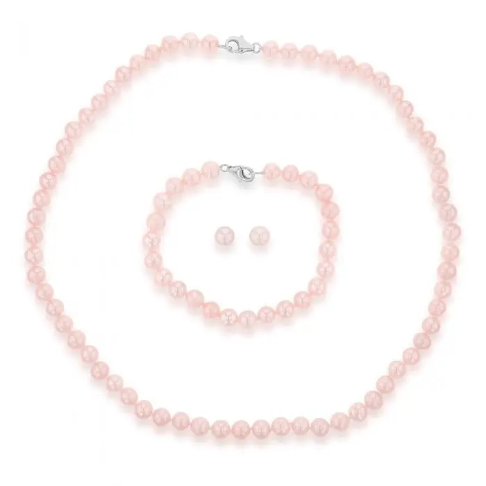 Pink Freshwater Pearl Boxed Set with Sterling Silver Clasp