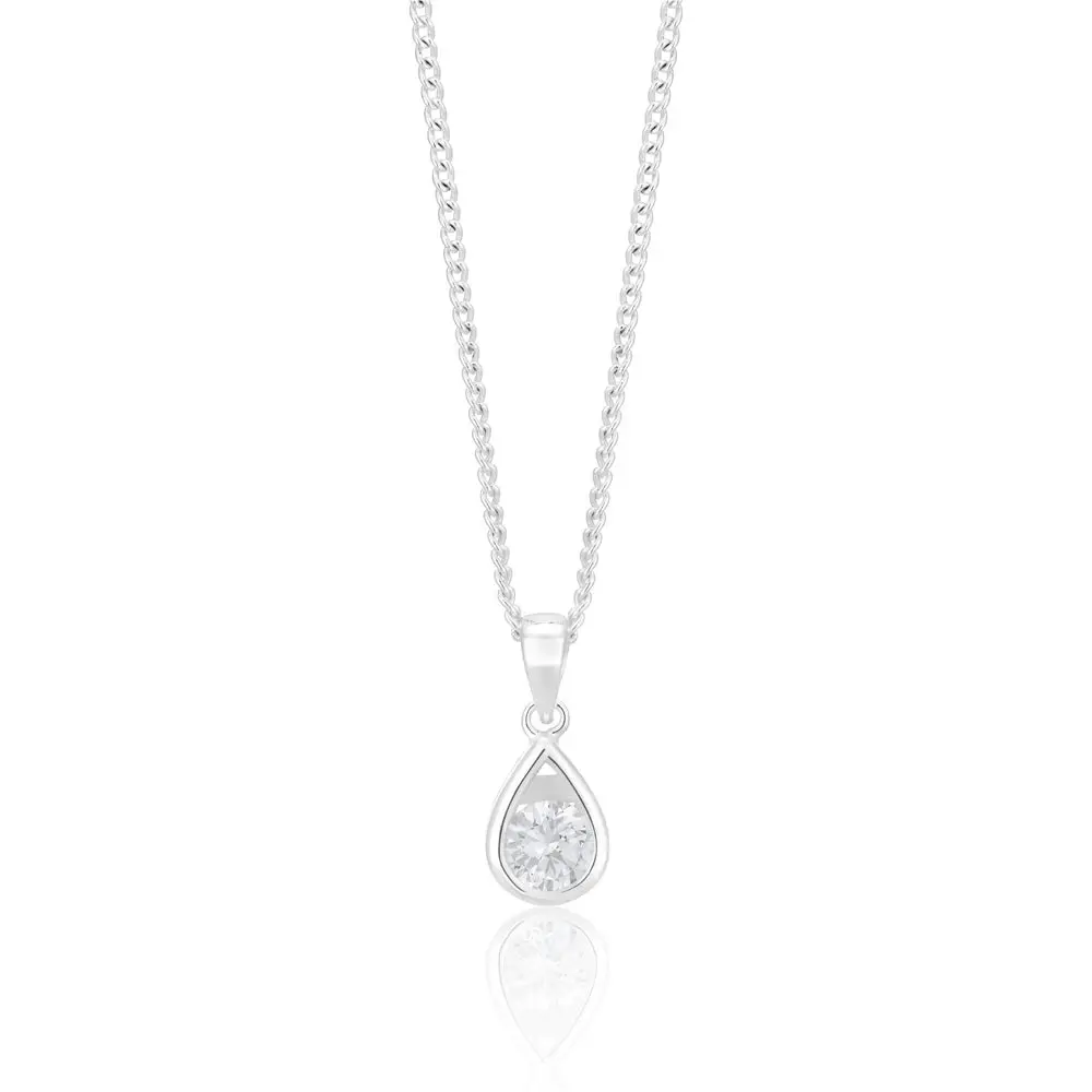 Sterling Silver Zirconia Teardrop Pendant