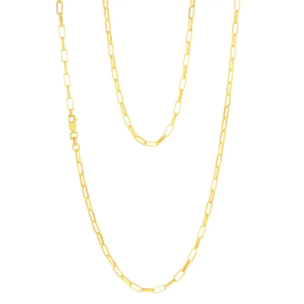 9ct Yellow Gold Silverfilled Small Paperclip 70cm Chain